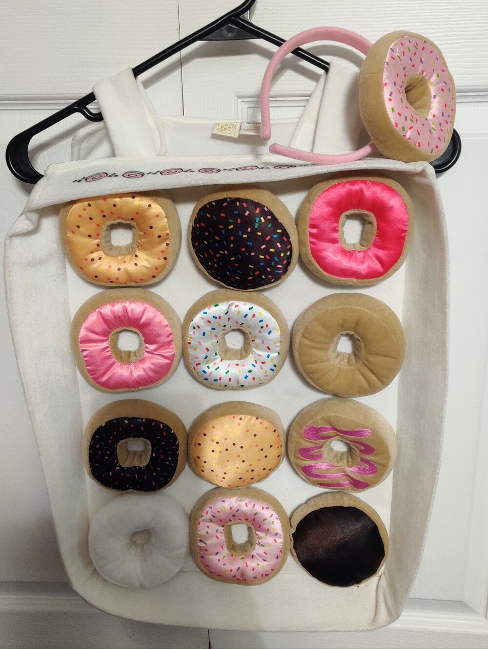 Box Of Donuts Child Costume Size 3 To 7 OS Halloween Cosplay W/ Headband Pink
